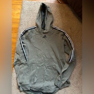 Adidas olive Hoodie with Black and White Stripes SZ MED